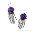 Halloween Fashion Skull Rose Earrings Pendant